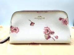 COACH コーチ　花柄ポーチ ホワイト/ピンク