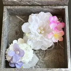 桜 コサージュ 親子セット 卒業式 入学式 結婚式【新品】ホワイトダリア パール