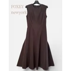 美品　40 FOXEY ブラウン ノースリーブ ワンピース　クリーニング済み