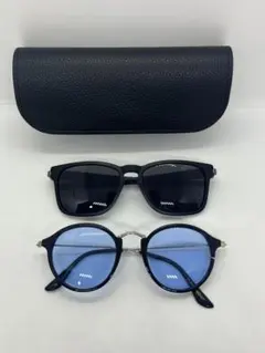 サングラス2点セット ケース付 NIKO AND…ブラック ブルーレンズ 中古