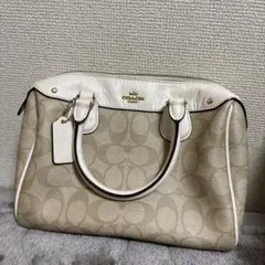 COACH コーチ　シグネチャーミニボストン　2wayショルダー　ベージュ