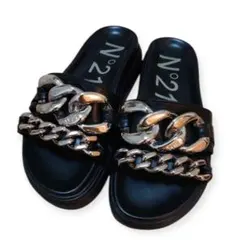 再再値下げ中！！美品　N21 ヌメロヴェントゥーノ サンダル　サイズ37 ヌメロヴェントゥーノ N°21 チェーン シャワーサンダル 37 黒