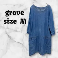 【a-840】 grove ワンピース チュニック 膝丈 Mサイズ