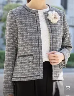 ノーカラージャケット リボン使いノーカラージャケット