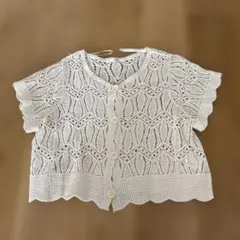 m.b.c ホワイト レース編み 半袖カーディガン