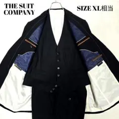 極美品 ザスーツカンパニー 3ピース セットアップ SUPER100S 黒 XL