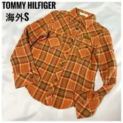 TOMMYGIRLチェック柄長袖シャツ Sサイズ オレンジブラウン系のサムネイル