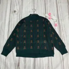 【AS KNOW AS】 （フリー） ニット グリーン ハイネック リブ編み