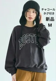 COCA　BOSTON ロゴプリント スウェット トレーナー　M　　チャコール
