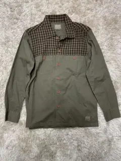 80s STUSSY USA チェック柄 長袖シャツ SMALL ミリタリー