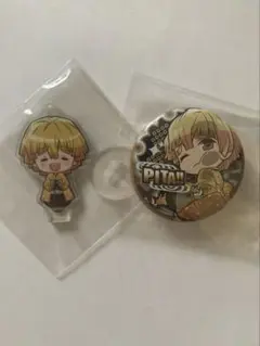 鬼滅の刃 我妻善逸 ここみえ ぴたでふぉめ 缶バッジ アクリルスタンド