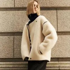 AKTE ボアミドルブルゾン　エクリュ