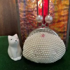 パールがま口財布　ビーズがま口　ケース　 小物入　がま口　ファッション小物入