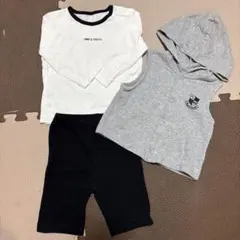 コムサフード付きベストとTシャツ・ショートパンツセット 80