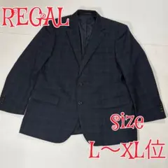 REGAL リーガル　チェックテーラードジャケット　L~XL位　身長175 濃紺のサムネイル