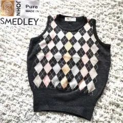 ジョンスメドレー　アーガイル　ウールニットベスト　イングランド製