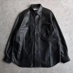 未使用■UNITED ARROWS【L】ラムレザー CPO シャツジャケット 黒
