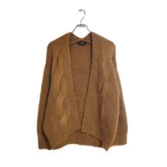 ナノユニバース カーディガン Fサイズ ブラウン ケーブル編み ニット 秋冬