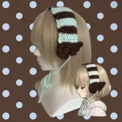 イヤーマフ 天使の羽 ホワイト ハンドメイド 韓国 y2k 編み物 耳当て