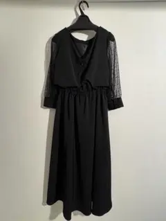 f*ん様 アパートバイローリーズ　OC袖ドットチュールワンピース　ブラック　Ｍ