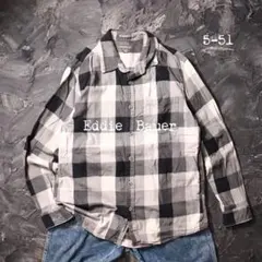 Eddie Bauer ネルシャツ　チェック　コットン　ブラック　グレー