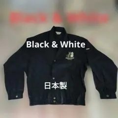 Black & White メンズジャケット 犬のプリント　L ネイビー