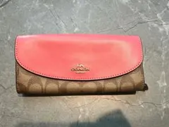 COACH長財布 ピンク/ブラウン