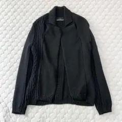 00s トリココムデギャルソン　ニットジャケット　ケーブル編み　黒　ブラックのサムネイル