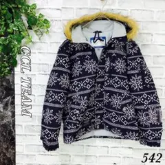 CCL TEAM ジャケット ブルゾン 150 ファー付フード 雪の結晶柄