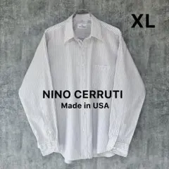 ✅【NINO CERRUTI】長袖ストライプドレスシャツUSA製XL