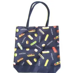 FAUCHON マカロン エクレア スイーツ柄 トートバッグ ネイビー