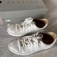 Clarks クラークス レザースニーカー 白 アンストラクチャード25.5cm