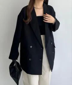 callautia 薄手ツイードオーバーサイズテーラードジャケット　JUNOAH