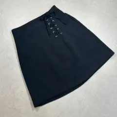 【イング】（M）ひざ丈スカート リボン カジュアル フォーマル フレア 黒
