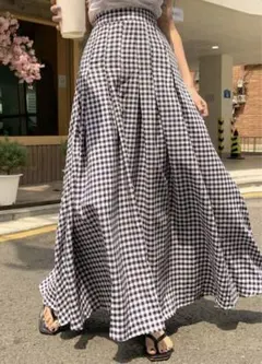 ギンガムチェック　ロングスカート