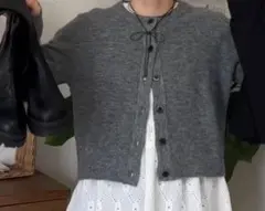 パフニットクルーネックカーディガン　Sサイズ