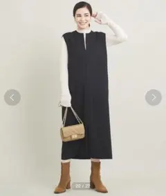 ビューティー&ユース＊キーネックフロントスリットジャンパースカート