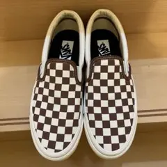 《美品》VANS ブラウンチェッカー柄 スリッポン 26cm