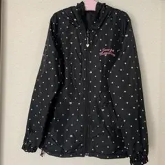 メゾピアノ 黒とピンクのドット柄軽量ジャケット、リバーシブル