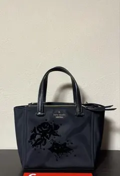 kate spade new york ハンドバッグ　花柄　ブラック　刺繍　薔薇