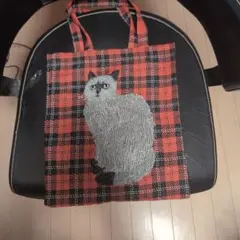 エコバッグ 猫 サボテン柄