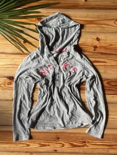 NIKE ロンT フード付き カットソー 00s 平成ギャル グレー ピンク