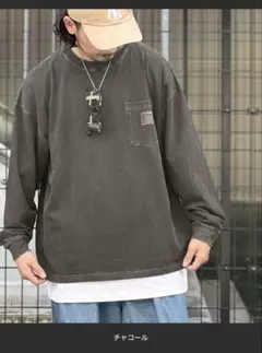 《JaVaジャバ コラボ》オーバーサイズ ユニセックスロングTシャツ　古着風