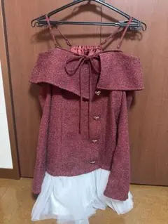NICE CLAUP ハートボタン切替ミニワンピース