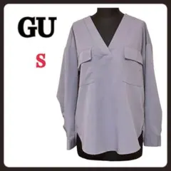 GU Vネックブラウス ダブルポケットワークシャツSサイズ