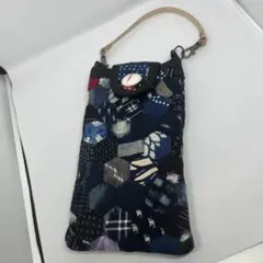 古布リメイク　パッチワークヘキサゴン　スマホケース