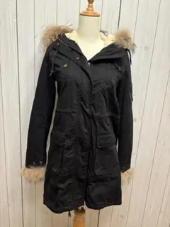 Pinky&Dianne フード付き ブラック モッズコート