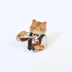茶トラ 猫 ピンバッジ・ワイン ソムリエ ネコ アニマル f1-3897のサムネイル