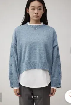 AZUL BY MOUSSY ボタンスリーブクロップドニットトップス