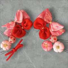 七五三 日本髪 りぼん・お花・和玉セット 子供髪飾り ヘッドドレス ひな祭り